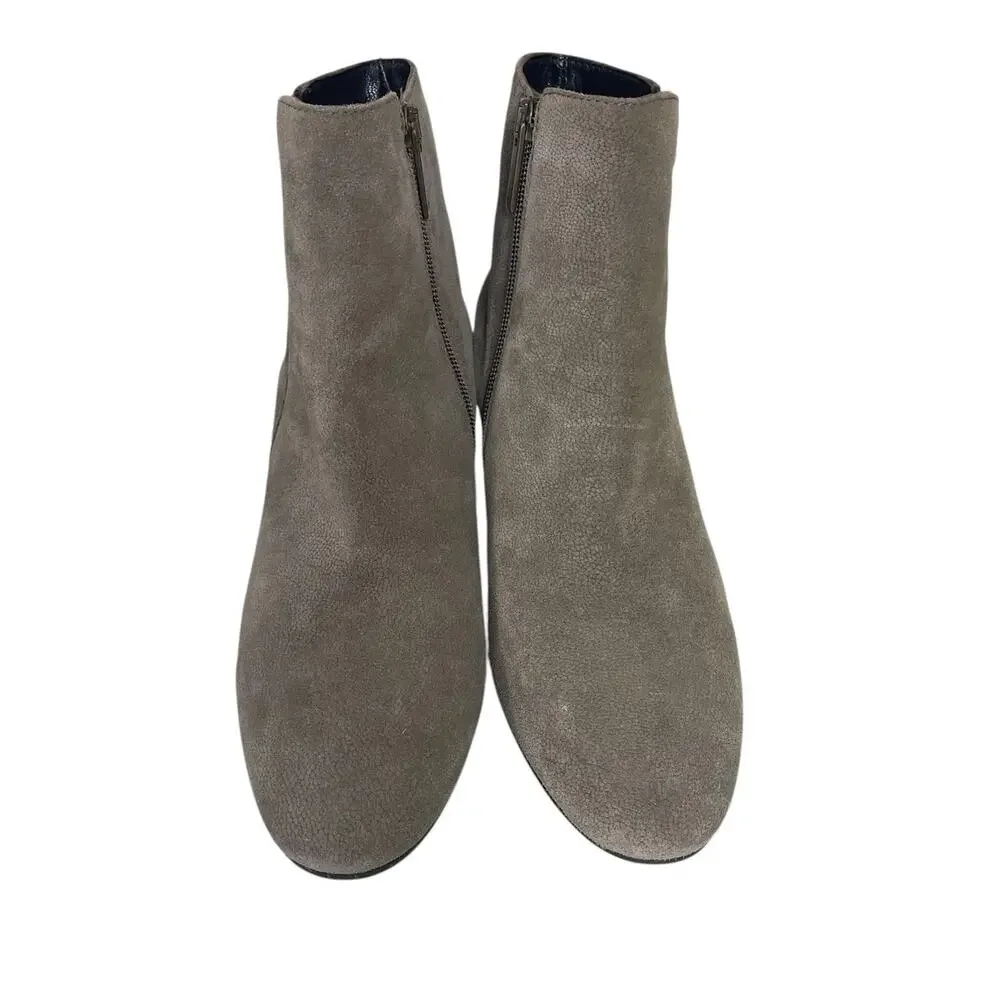 Aquatalia Suede Heeled Zip Ankle Boots Taupe Made in Italy Size US 10 - Picture 4 of 13